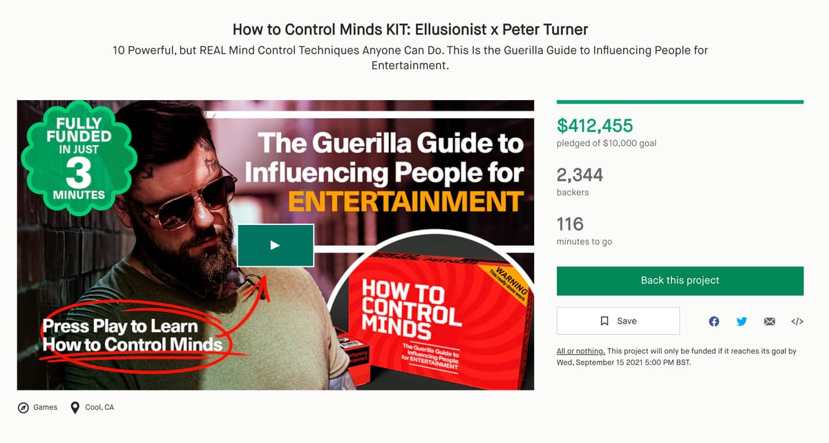 Ellusionist & Peter Turner Raise $420k on Kickstarter
