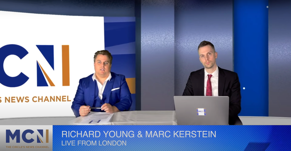 Screenshot from the new YouTube video featuring Young and Kerstein at news desk