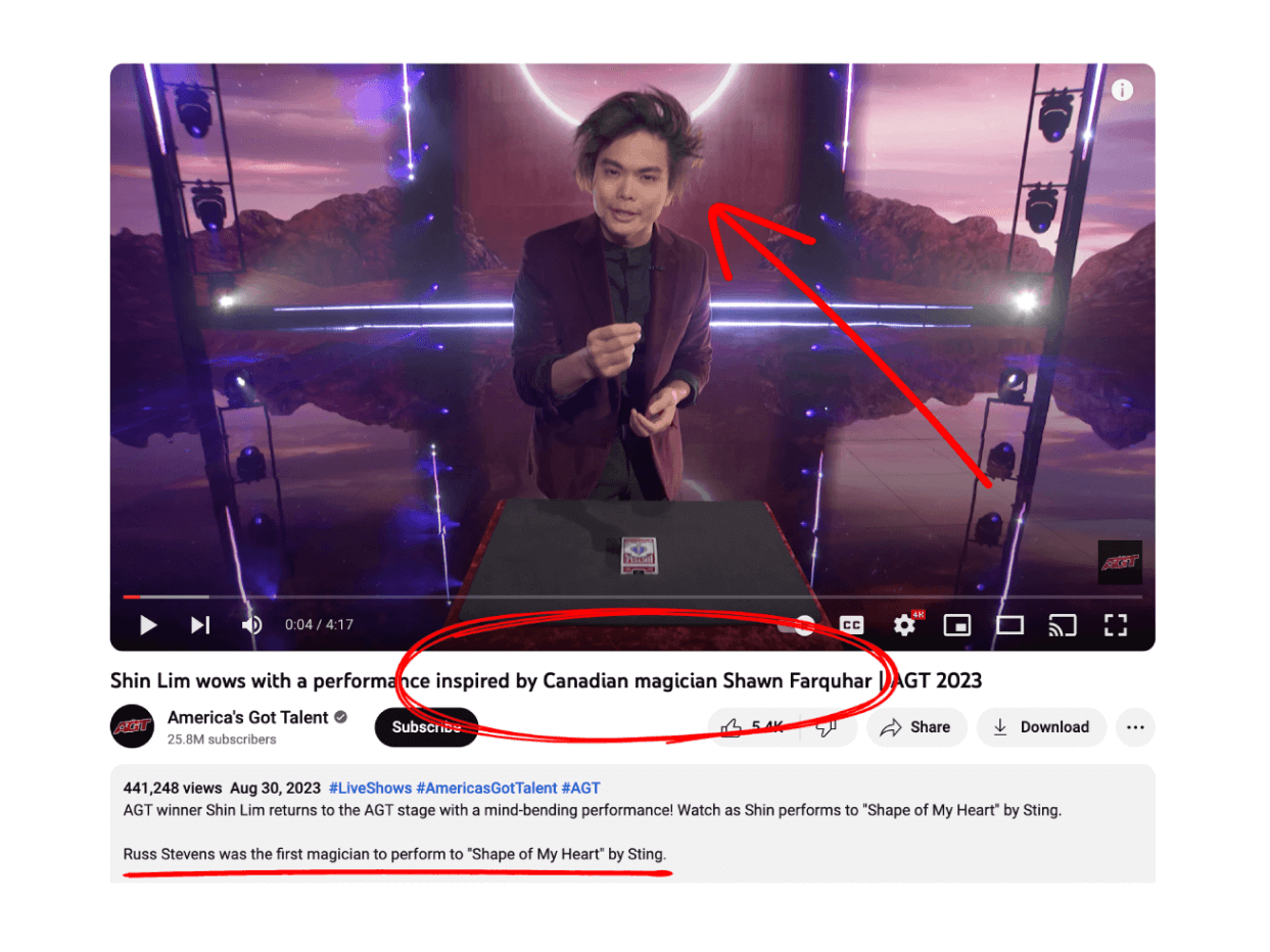 Shin Lim's Crediting Mess: Shape of My Heart