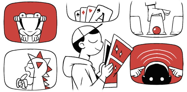 Illustration of magician reading magic newspaper
